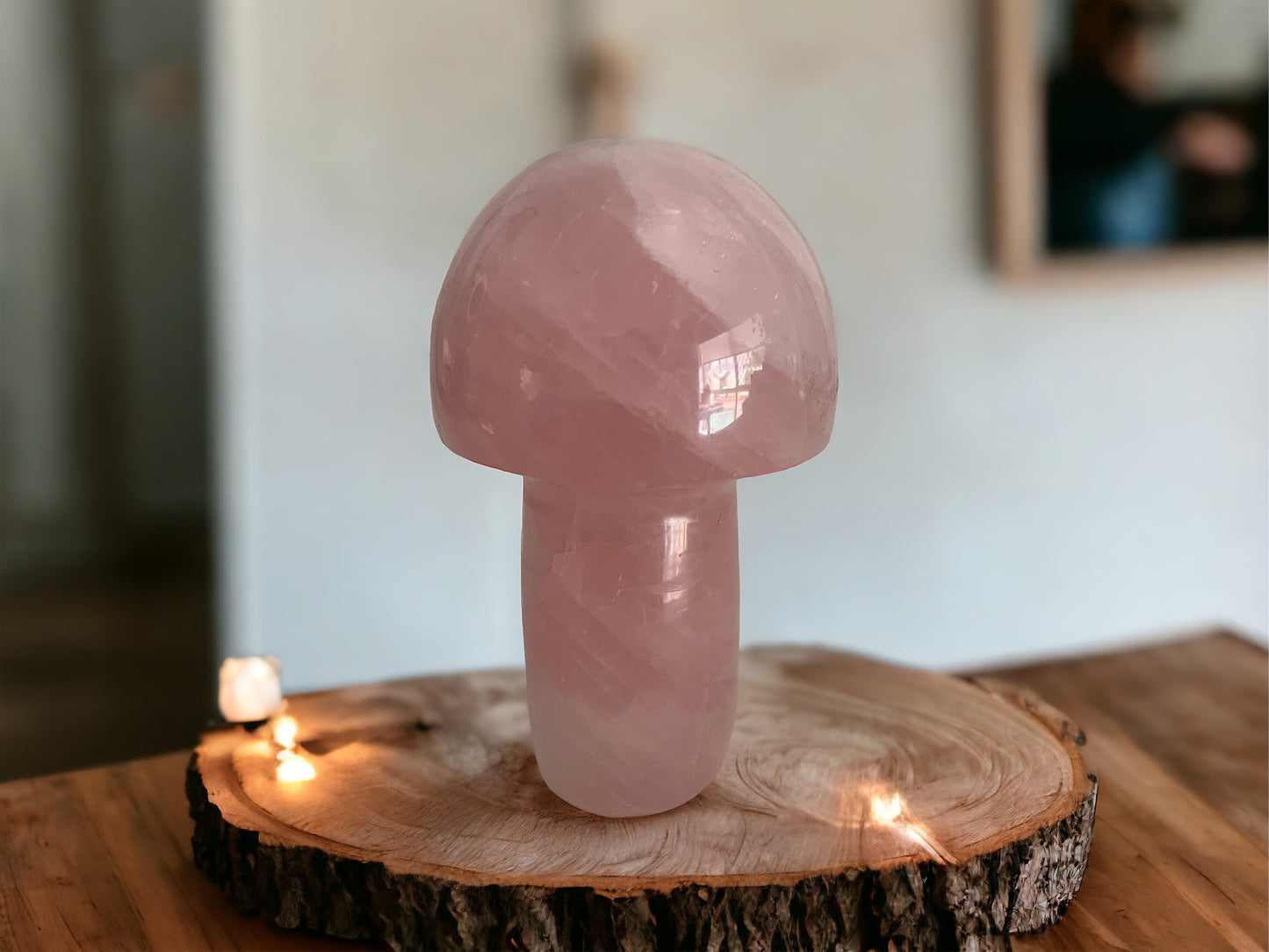 Polished Crystal - Rose Quartz Large Mushroom 10cm