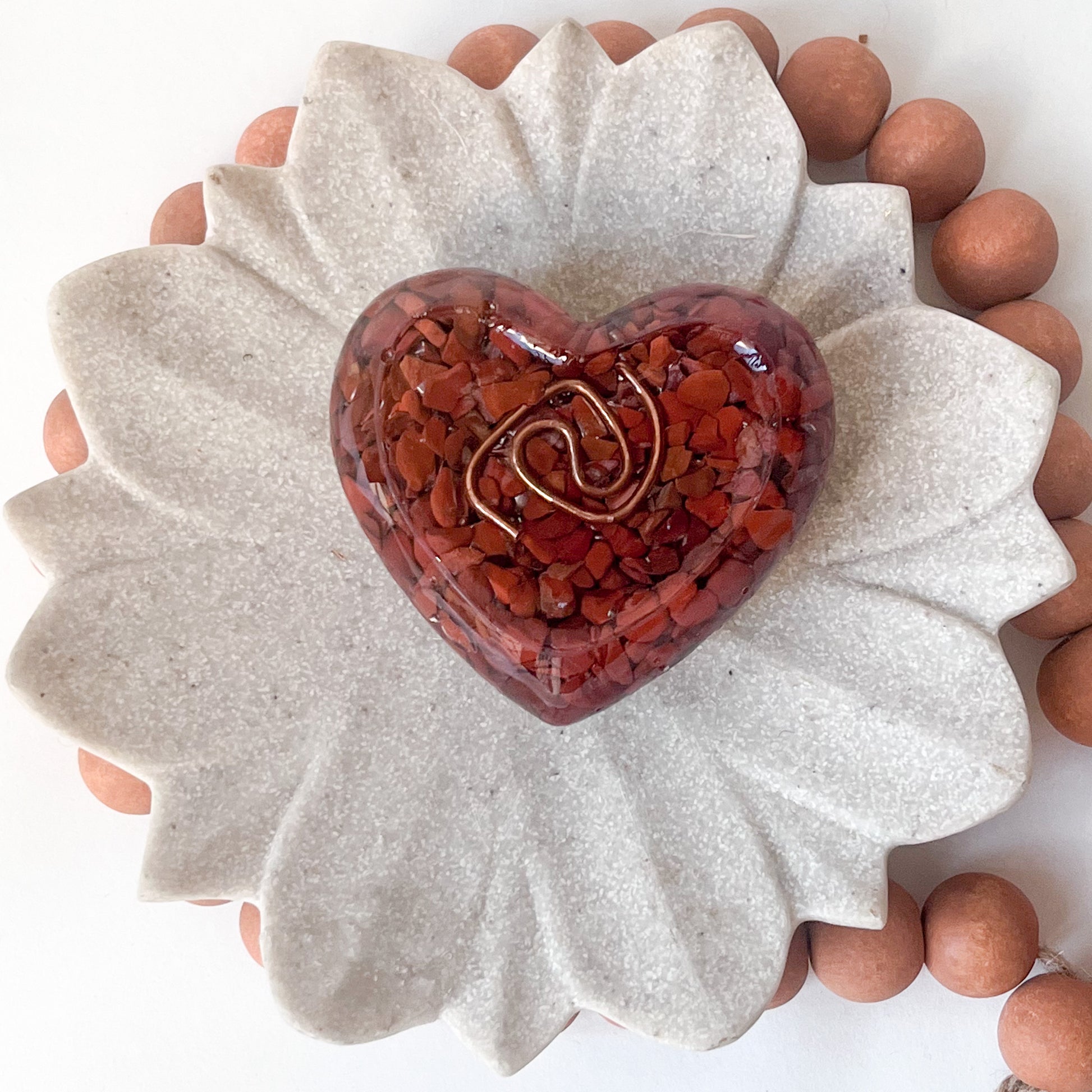 Puffy Orgonite Heart - Red Jasper 7.5cm Width