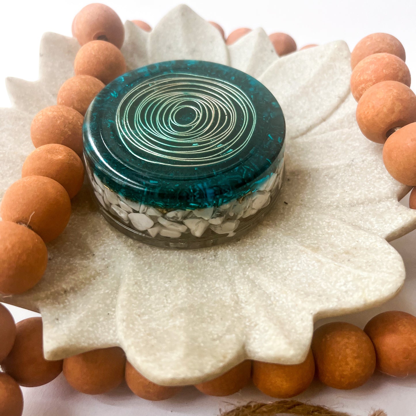 Cylinder Orgonite - Howlite 6.5cm Diameter x 2.5cm Height